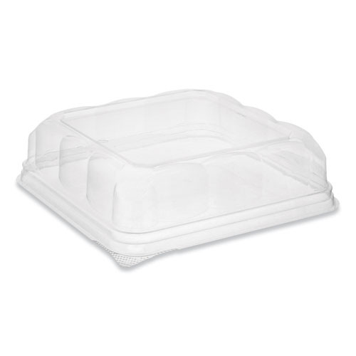 Recycled Plastic Square Dome Lid, 7.5 X 7.5 X 2.02, Clear, 195/carton
